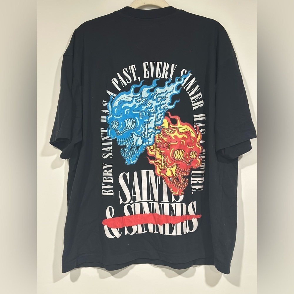 Gstr G Star Raw Saints & Sinners Flaming Skulls T Shirt Xl Mens